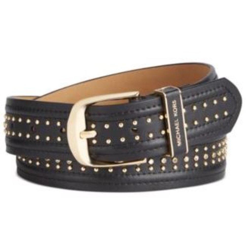 Michael Kors Studded Leather Belt BlackGold S